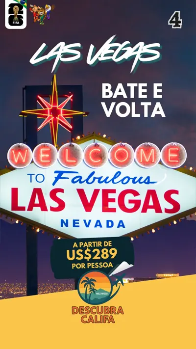 Card promocional do Las Vegas Bate e Volta saindo de Los Angeles